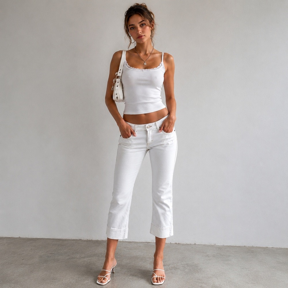 X2 Denim Laboratory Y2K Vintage Low Rise Capri Jeans White Denim Size 00